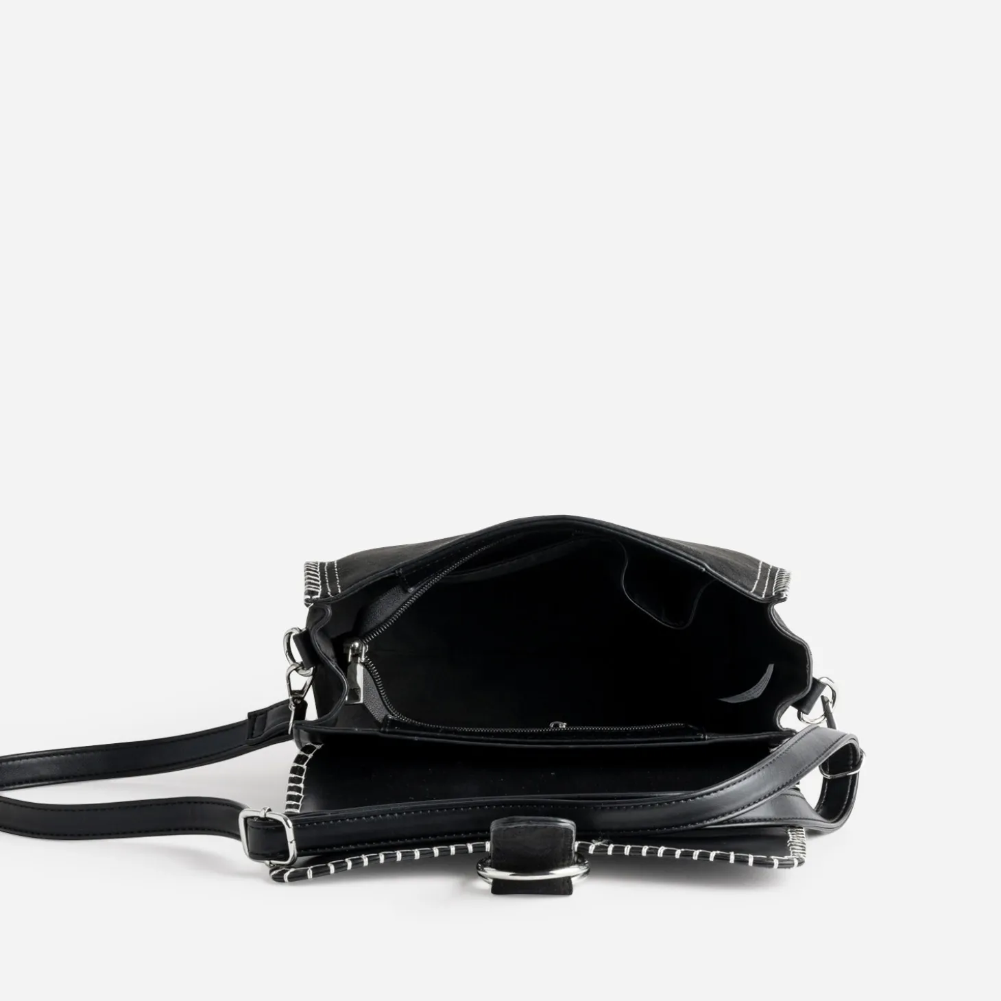 Sac TEXTO noir bi-matière surpiqûres contrastées