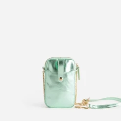 Sac vert métallisé pour téléphone portable
