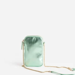 Sac vert métallisé pour téléphone portable