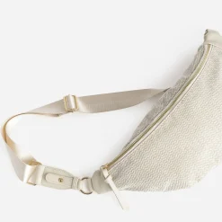 Sac-banane beige à motif chevrons