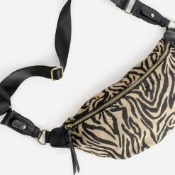 Sac-banane TEXTO beige foncé motif zèbre