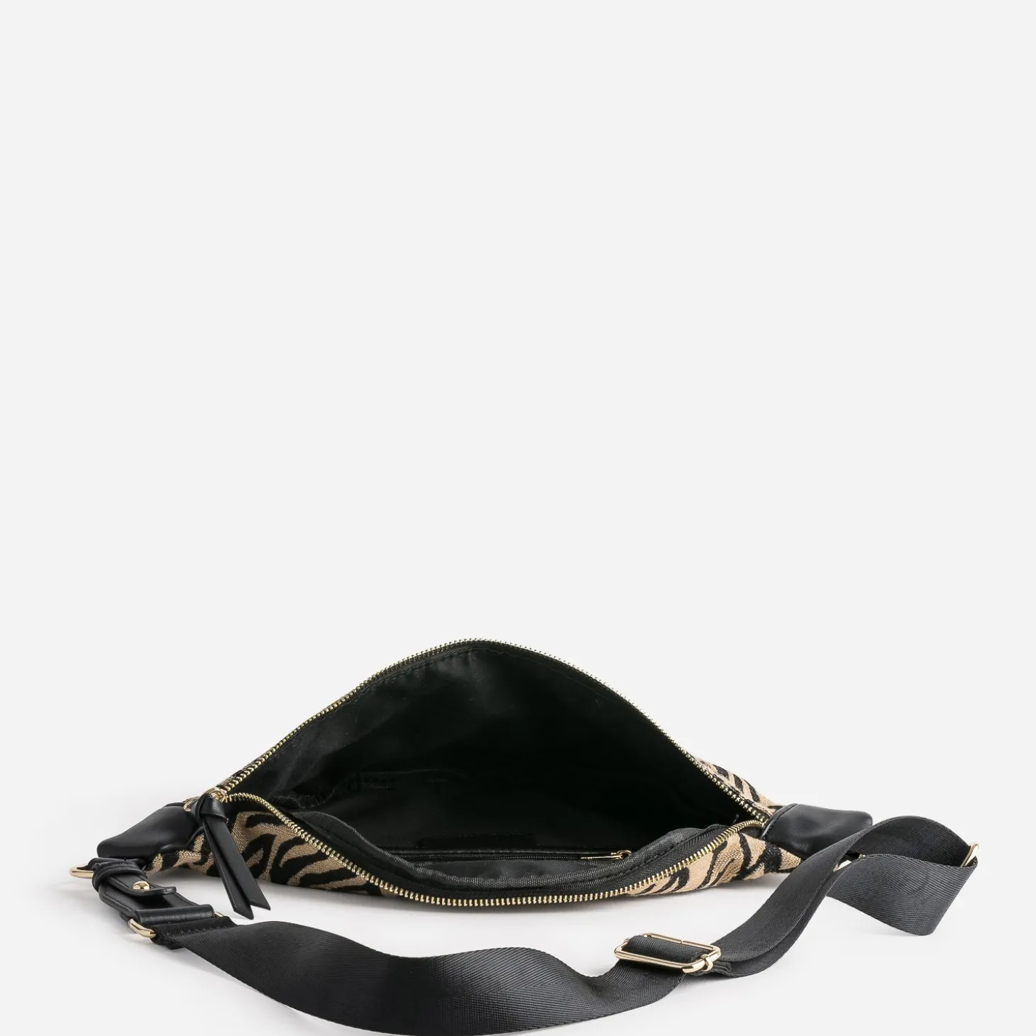 Sac-banane TEXTO beige foncé motif zèbre