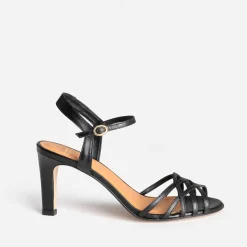 Sandale à talon noire cuir