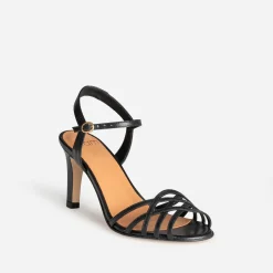 Sandale à talon noire cuir