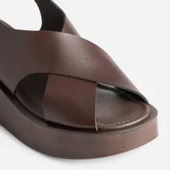 Sandale à plateforme TEXTO marron cuir