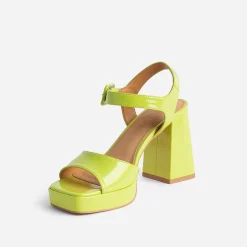Sandale à plateforme TEXTO vert anis verni