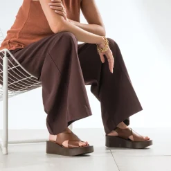 Sandale à plateforme TEXTO camel cuir