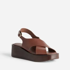 Sandale à plateforme TEXTO camel cuir