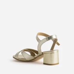 Sandale à talon dorée cuir