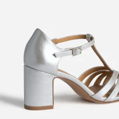 Sandale argentée à talon