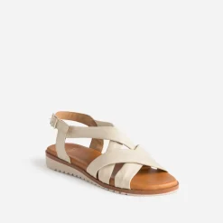 Sandale beige clair en cuir souple éco-conçu