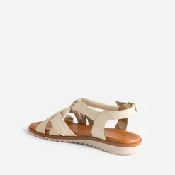 Sandale beige clair en cuir souple éco-conçu