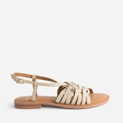 Sandale beige cuir avec anneau