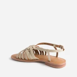 Sandale beige cuir avec anneau