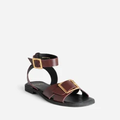 Sandale bordeaux cuir