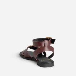 Sandale bordeaux cuir