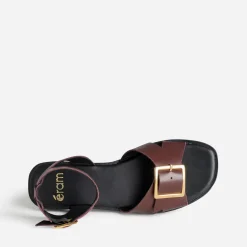 Sandale bordeaux cuir