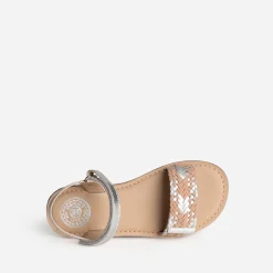 Sandale BUGGY argentée cuir détail tressage