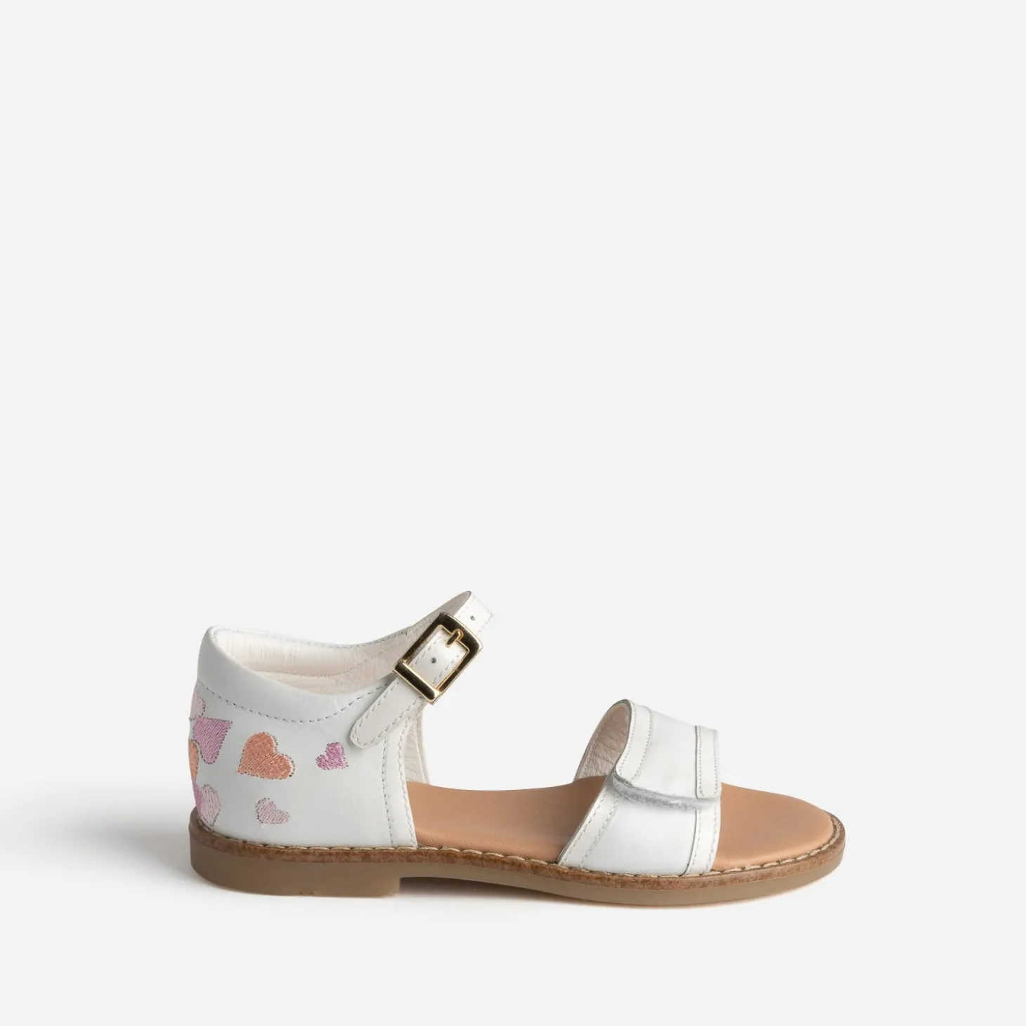 Sandale BUGGY blanche broderies cœurs