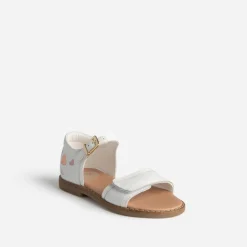 Sandale BUGGY blanche broderies cœurs
