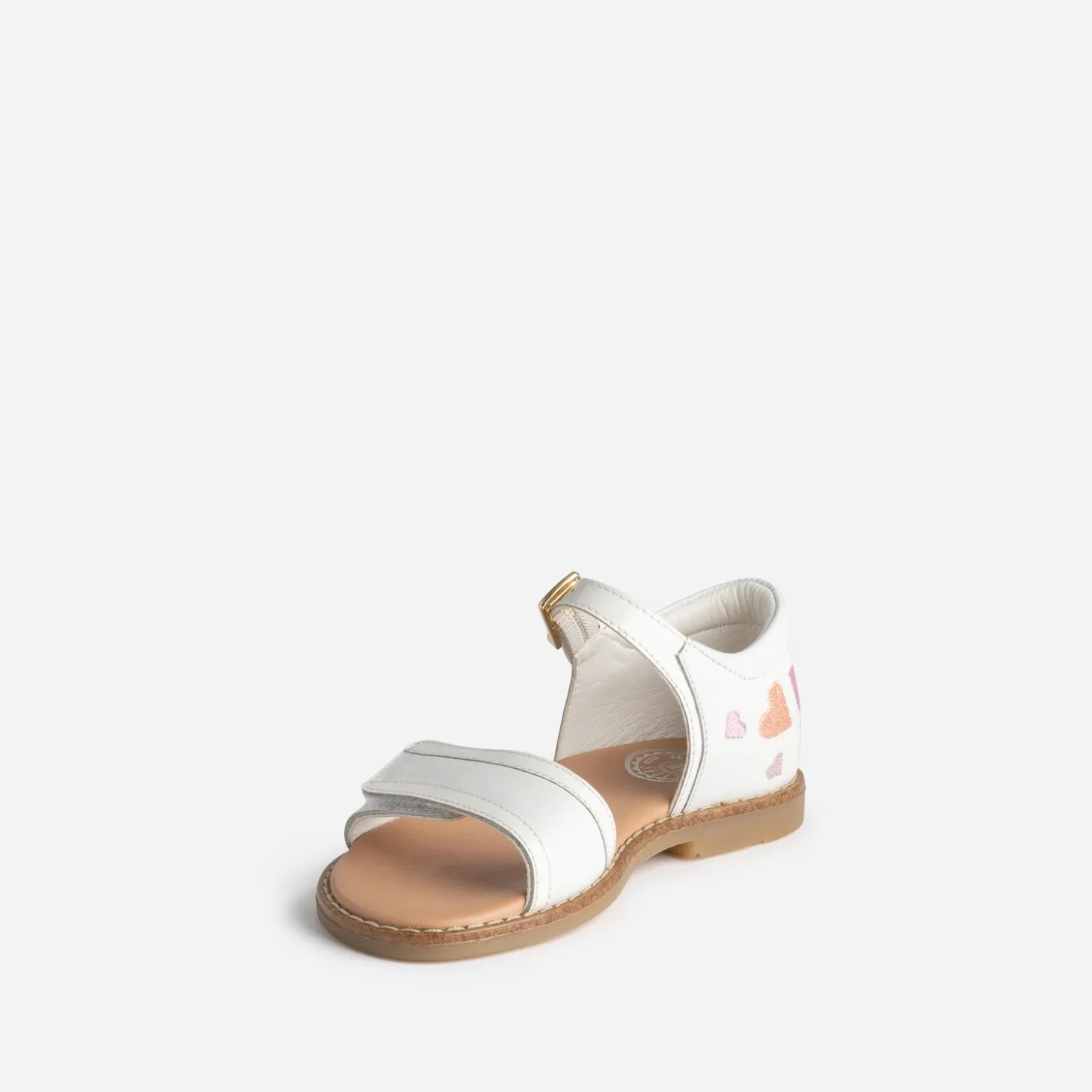 Sandale BUGGY blanche broderies cœurs