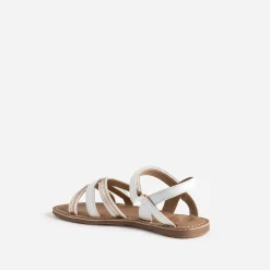 Sandale BUGGY blanche en cuir détails dorés