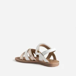 Sandale BUGGY blanche et dorée en cuir