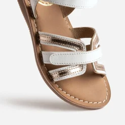 Sandale BUGGY blanche et dorée en cuir
