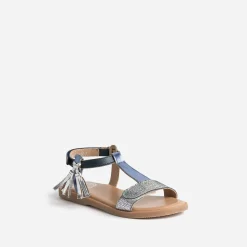 Sandale BUGGY bleu métallisé en cuir