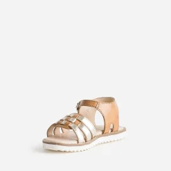 Sandale BUGGY camel et dorée cuir
