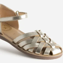 Sandale BUGGY doré cuir brides tressées