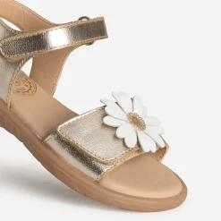 Sandale BUGGY dorée cuir détail fleur