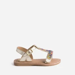 Sandale BUGGY dorée en cuir à sequins
