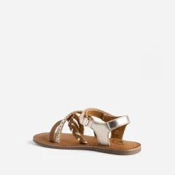 Sandale BUGGY dorée et camel en cuir