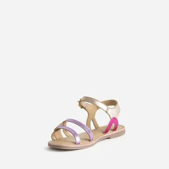 Sandale BUGGY en cuir rose métallisé