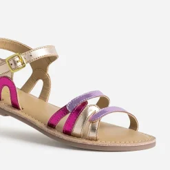 Sandale BUGGY en cuir rose métallisé