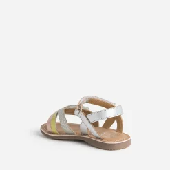 Sandale BUGGY iridescente, jaune et rose à scratch