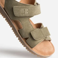 Sandale BUGGY kaki cuir velours