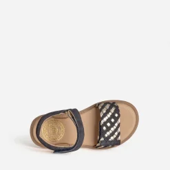 Sandale BUGGY marine cuir tressé