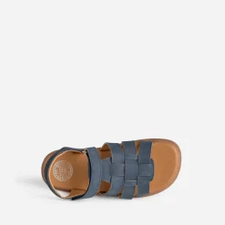 Sandale BUGGY marine cuir à scratch