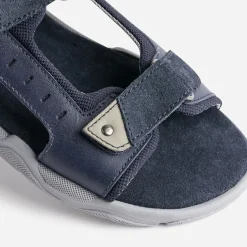 Sandale BUGGY marine en cuir à scratchs