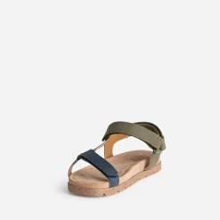 Sandale BUGGY marine et kaki à scratchs