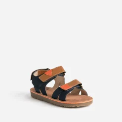 Sandale BUGGY marine, marron, orange en cuir