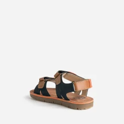 Sandale BUGGY marine, marron, orange en cuir