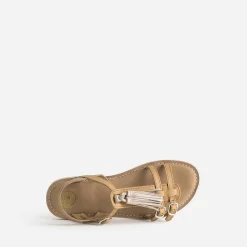 Sandale BUGGY marron cuir pampilles amovibles