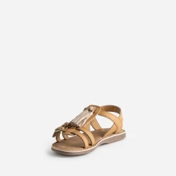 Sandale BUGGY marron cuir pampilles amovibles