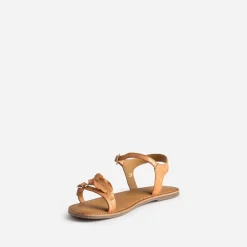 Sandale BUGGY orange en cuir velours avec feuilles