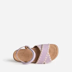 Sandale BUGGY parme cuir velours brodé