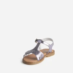 Sandale BUGGY parme en cuir métallisé