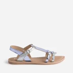 Sandale BUGGY parme métallisé en cuir